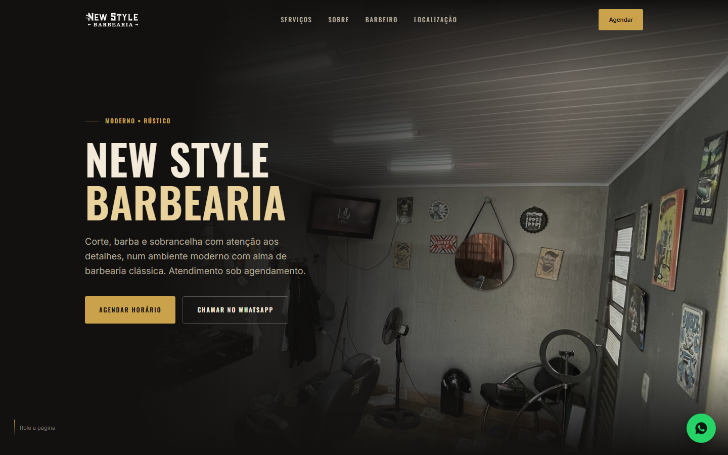 Página inicial do projeto New Style Barbearia